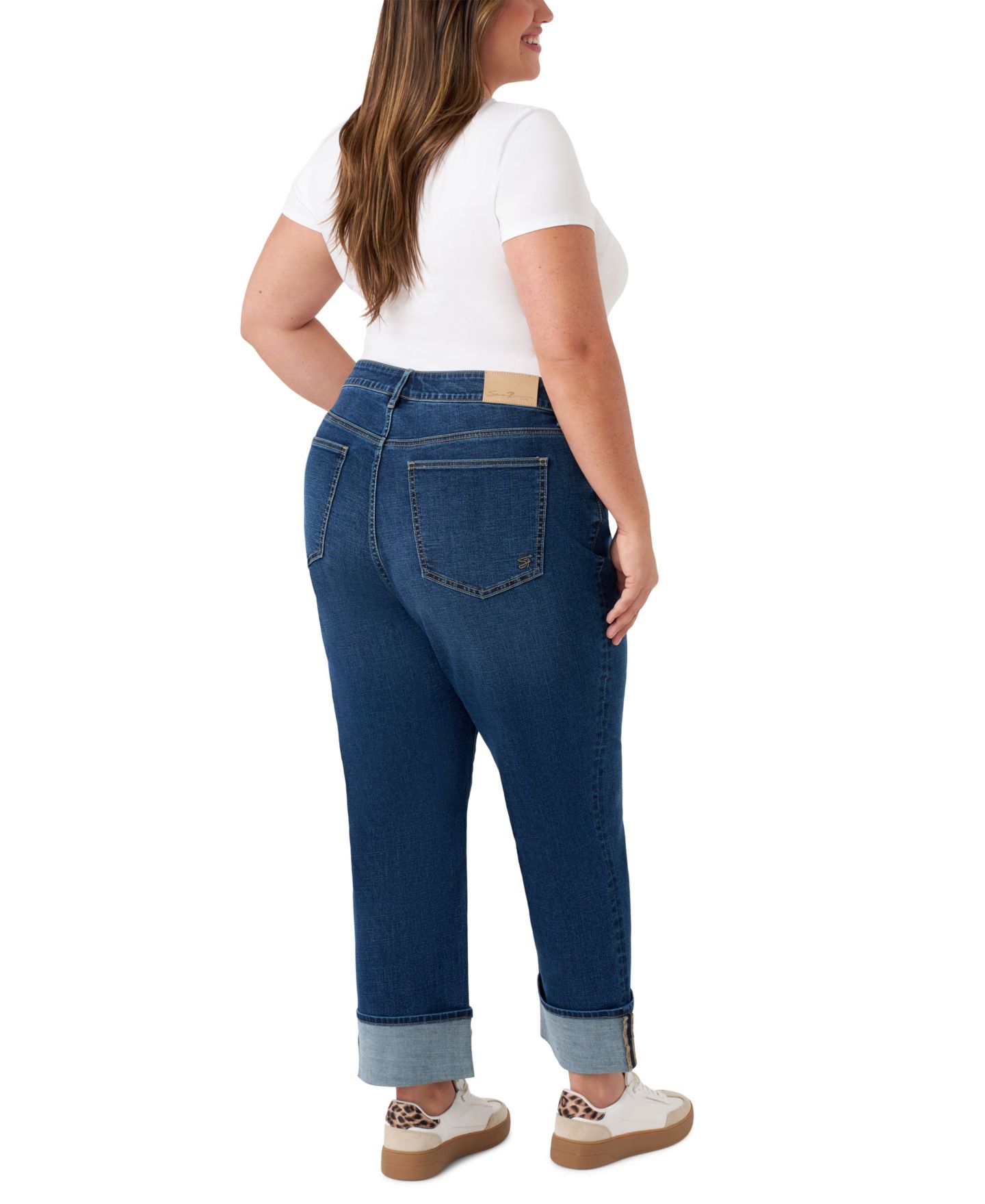 Женские джинсы Seven7 Plus Size Vintage Straight Cuffed, цвет: Тёмная варка — фото 4