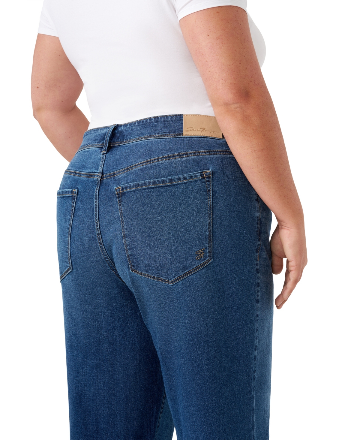 Seven7 Plus Size Loose Sneaker Jeans In Blue