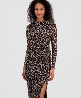 Women's Ruched Side-Slit Midi Dress