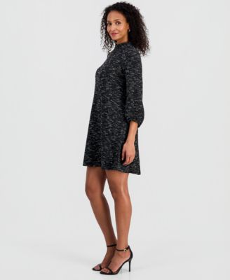 Women's Tie-Back Mock Neck 3/4-Sleeve Dress