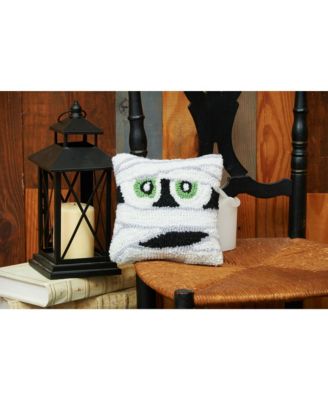 Mummy Face Small Accent Pillow 8" x 8" Fall Halloween Home Decor