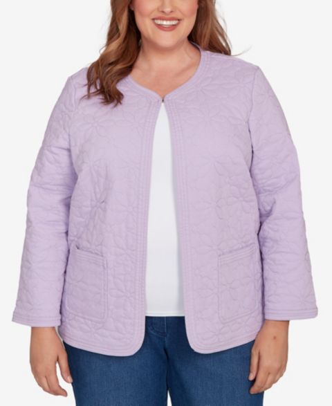 Женские куртки Alfred Dunner Plus Size Hilton Head Floral Quilted Patchwork Jacket