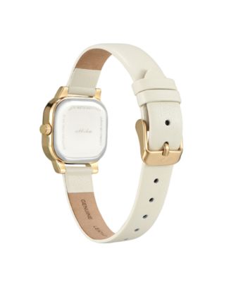 Classic Square Gold Plated Leather Watch, 85mm