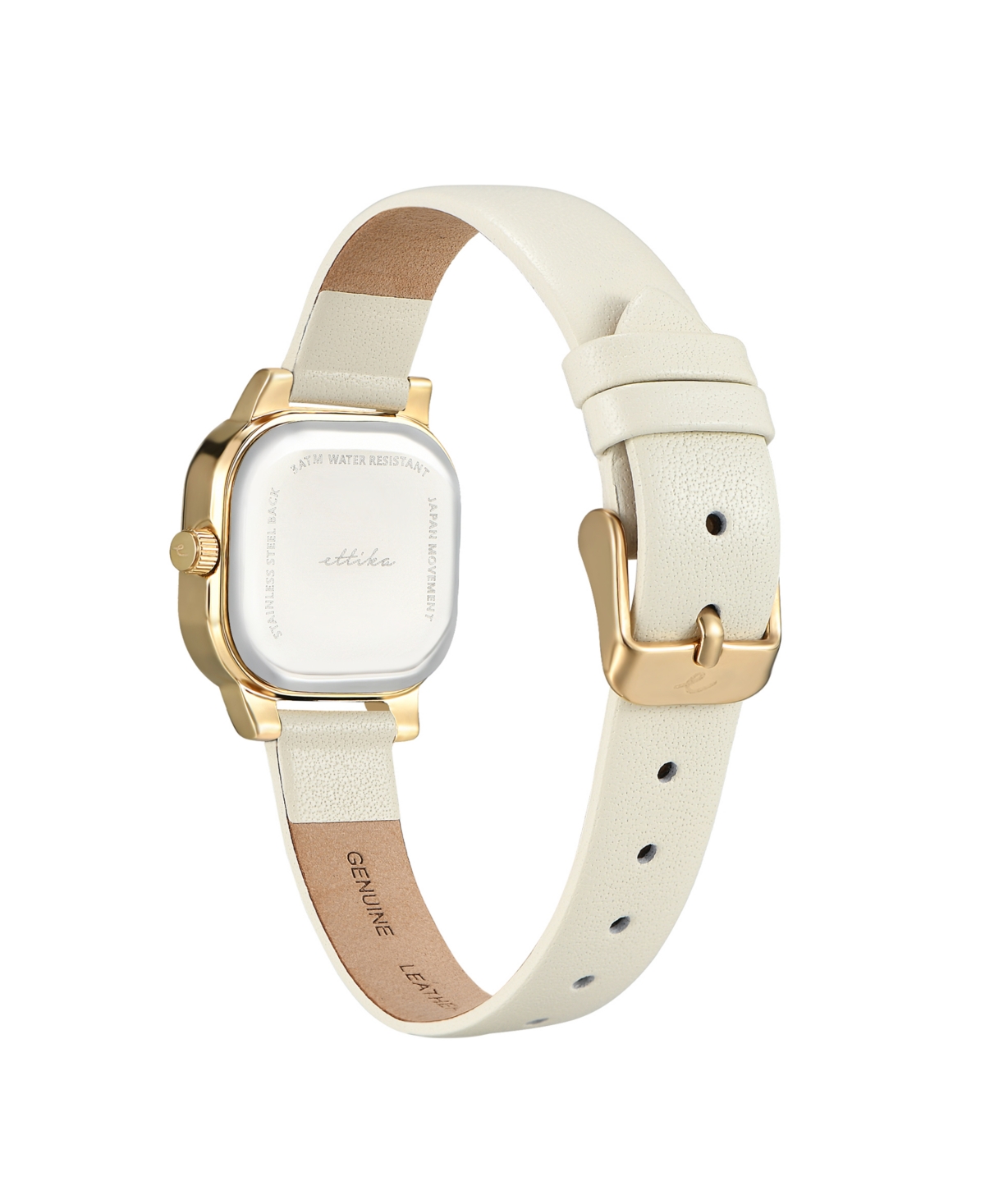 Ettika Classic Square Gold Plated Leather Watch, 85mm In Brown