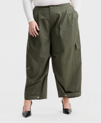Trendy Plus Size Cotton Wide-Leg Cargo Pants, Macy's Exclusive