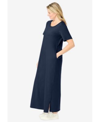 Plus Size Perfect Short-Sleeve Scoopneck Maxi Tee Dress