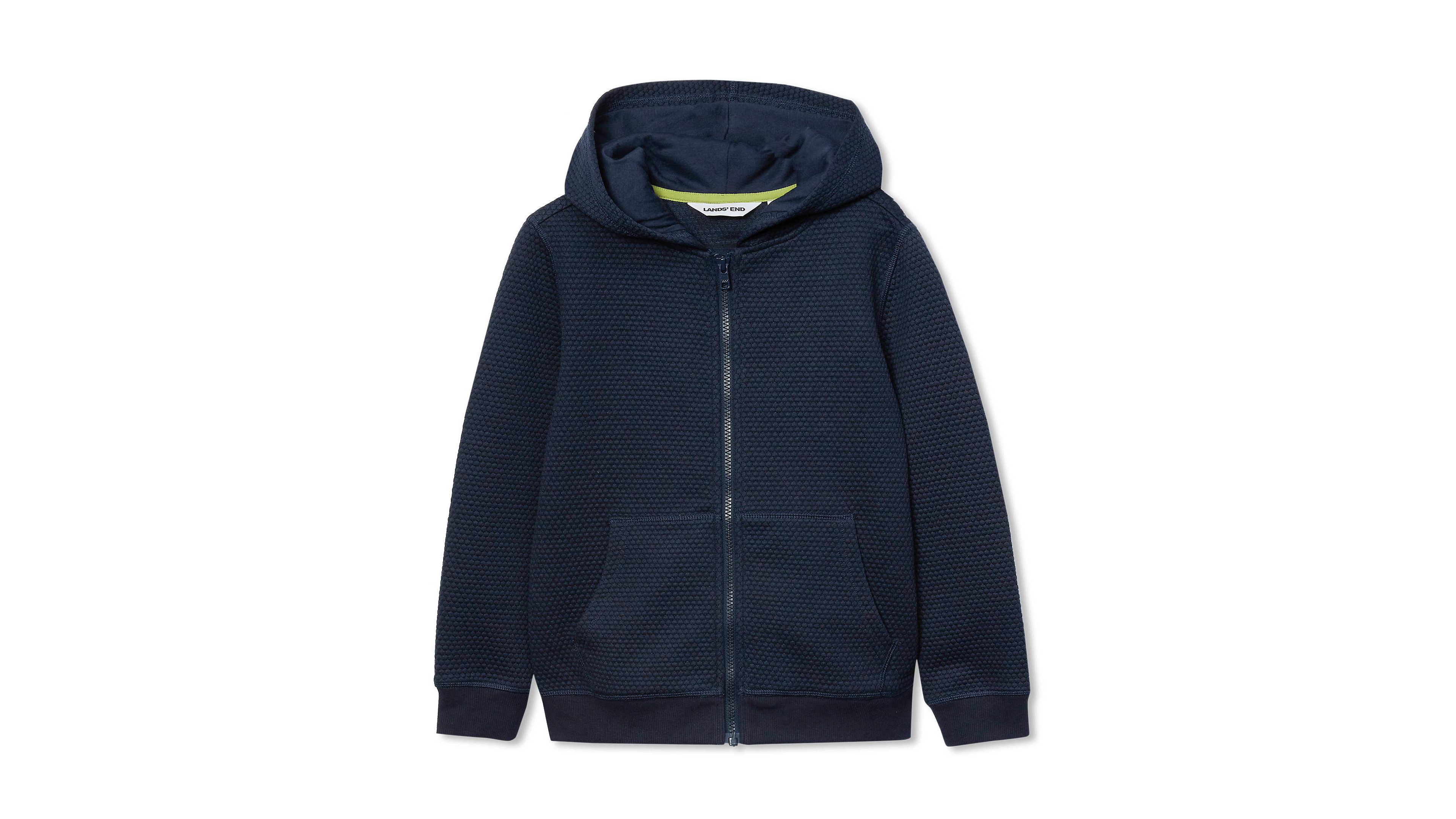 Lands' End Boys Texture Knit Zip Up Hoodie