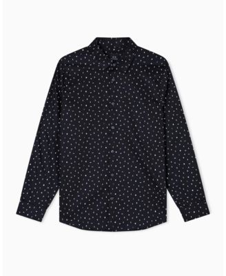 Men's Allover Letter Logo Satin Woven Shirt