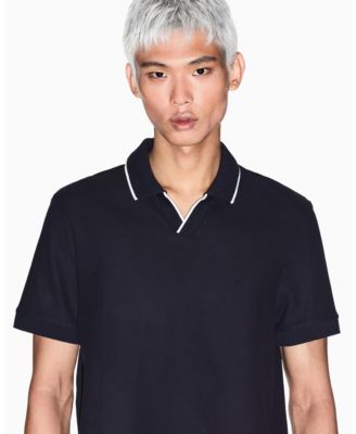 Men's Johnny Collar Pique with Collar Tipping Polo Shirt
