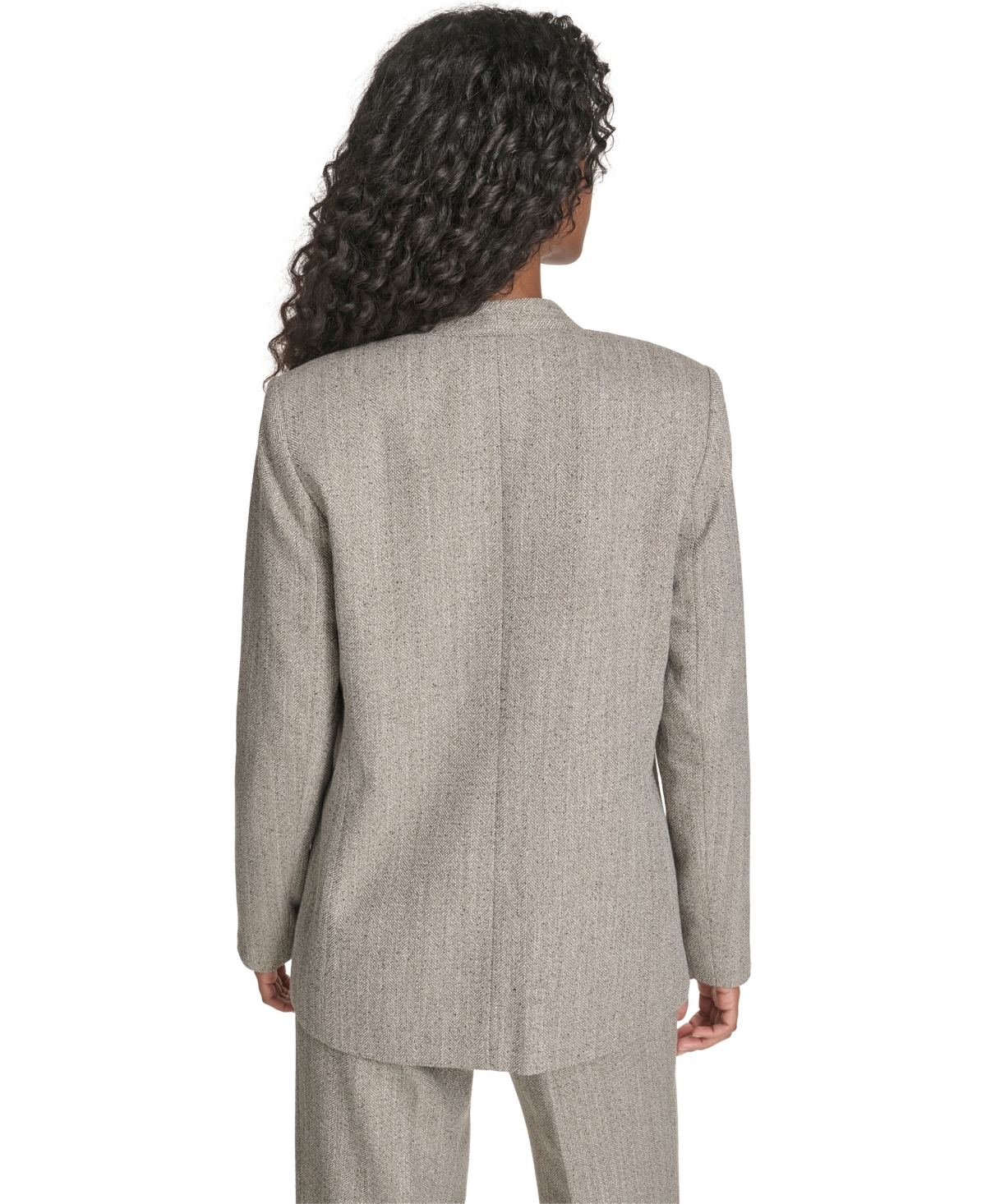 Calvin Klein Petite Novelty One Button Jacket In Gray