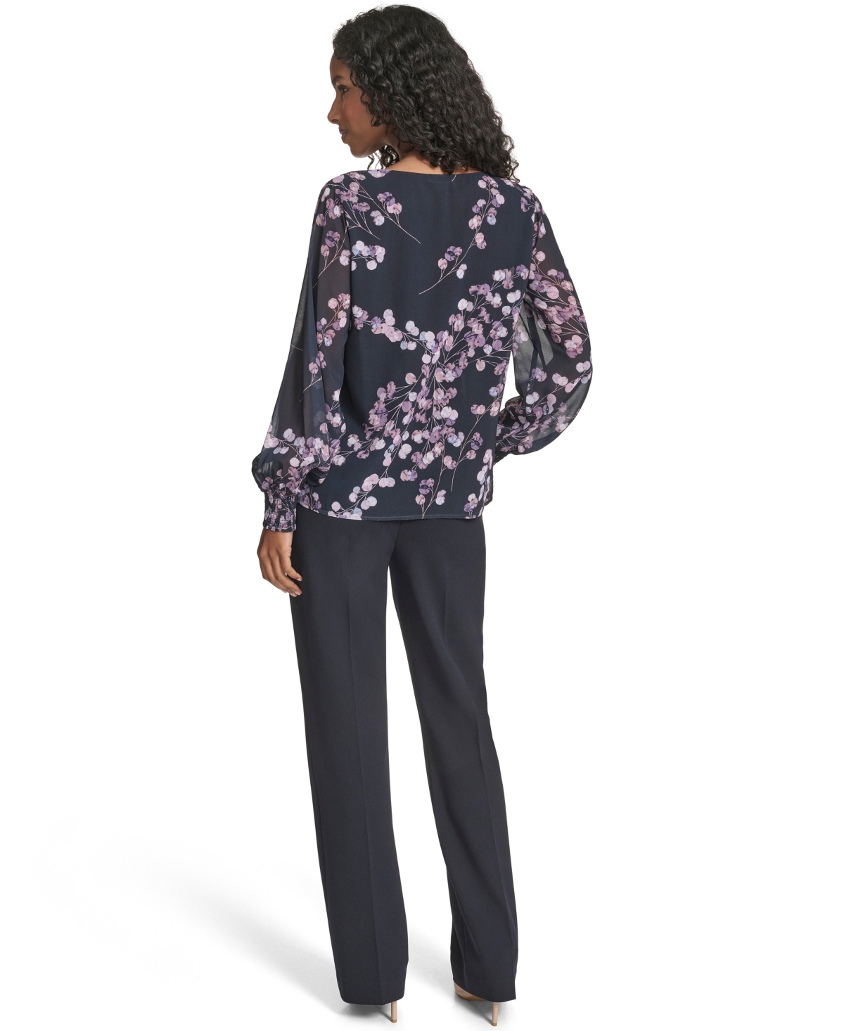 Calvin Klein Women's Printed Long Sleeve Top In Black