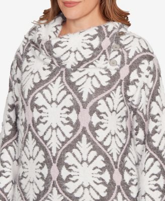 Plus Size Medallion Jacquard Sweater Knit Top
