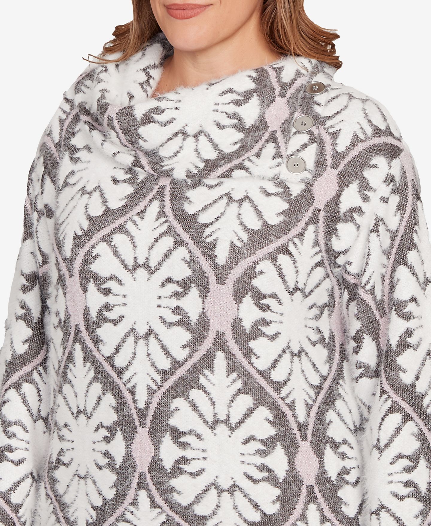 Женский свитер Ruby Rd. Plus Size Medallion Jacquard Sweater Knit Top, цвет: Розовый разноцветный — фото 4