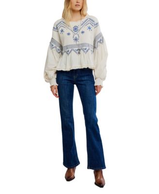 Women's Holly Crewneck Geometric Embroidered Top