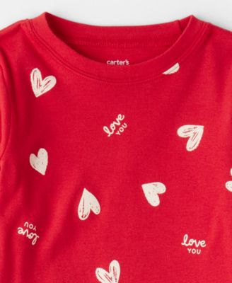 Girls' Toddler 2T-5T Valentine's Day Heart Long-Sleeve Top and Pants, 2-Piece Pajama Set