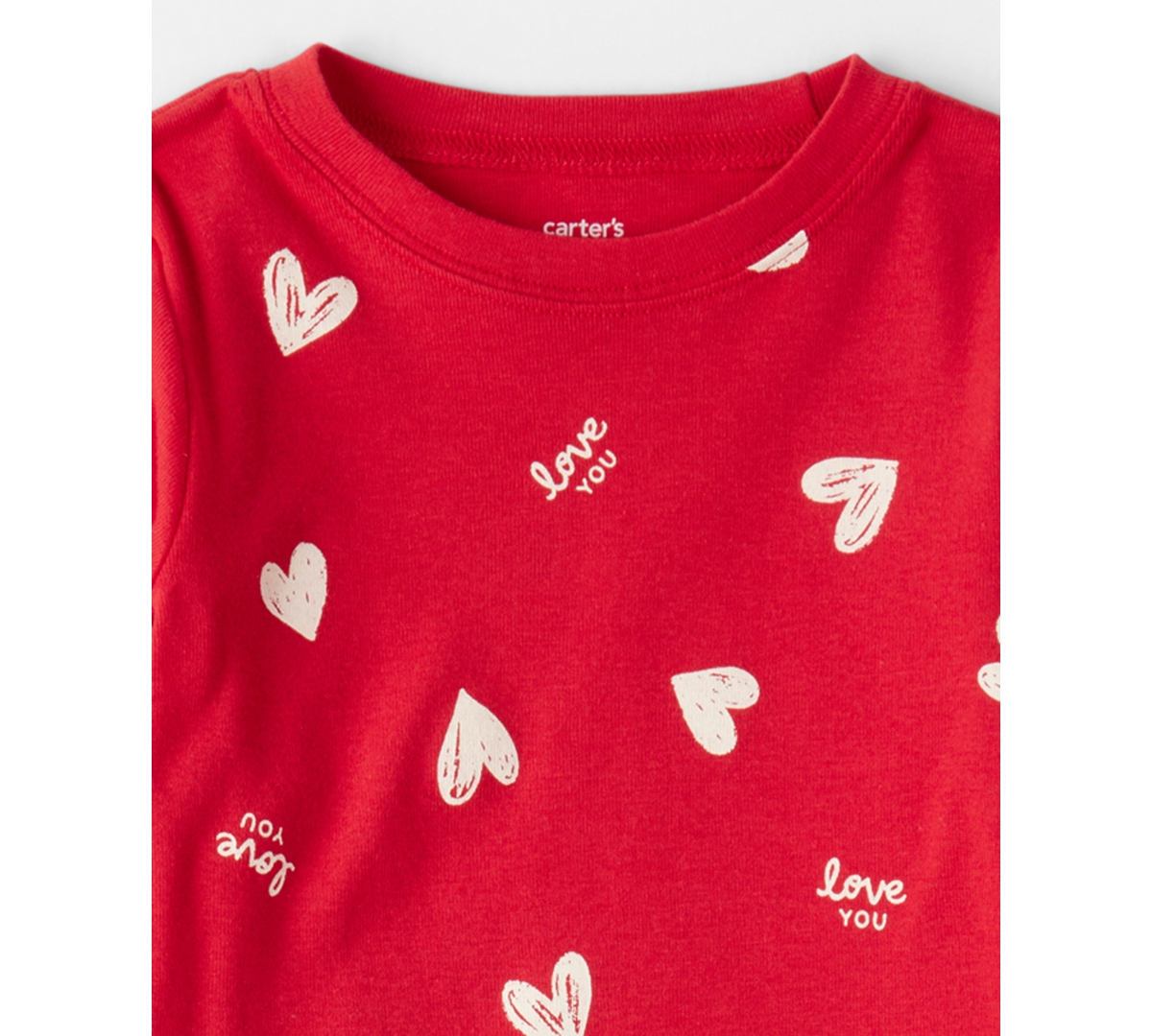 Carter's Girls Toddler 2T-5T 2-Piece Valentine's Day Heart Long-Sleeve Top and Pants Pajama Set