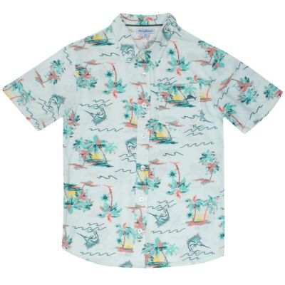 Boys 3 Piece Button Down Shirt, T-Shirt and Shorts Bundle Set