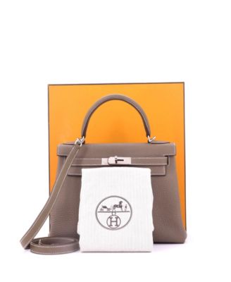 Kelly 28 Handbag Grey Togo with Palladium Hardware
