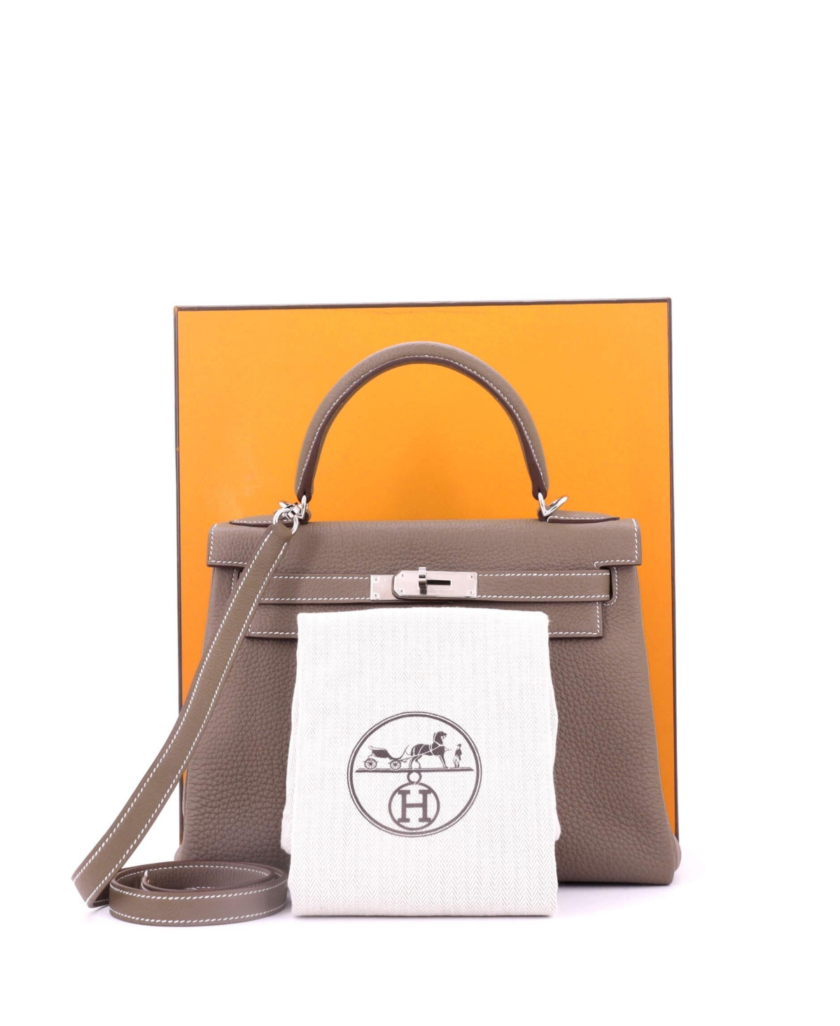 Pre-Owned Hermes Kelly Handbag Togo with Palladium Hardware