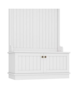 Streamdale Hall Tree Entryway Shoe Bench Coat Rack Hooks - White