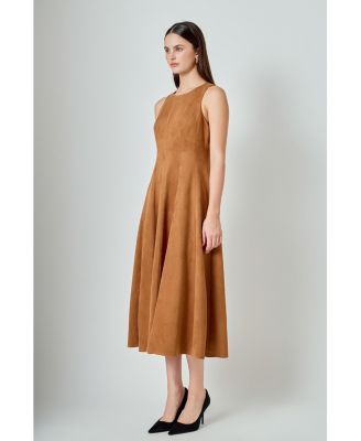 Women's Faux Suede Midi Dress