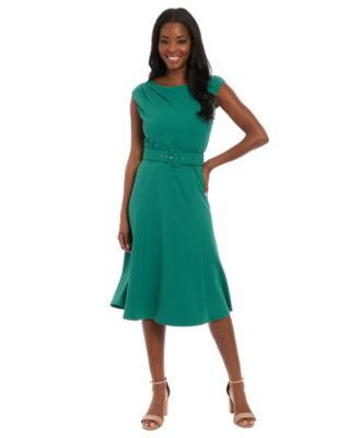 Women's Boat Neck Fit and Flare Dress