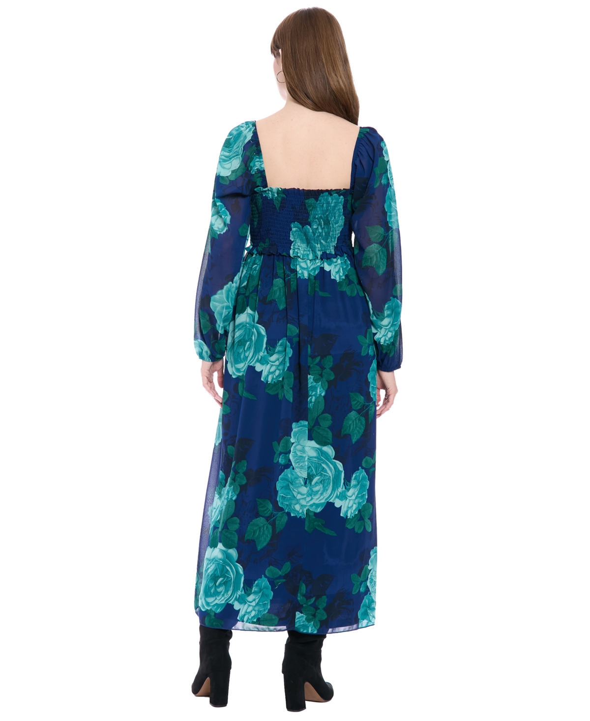 London Times Women's Printed Smocked Back Pull-On Maxi Dress