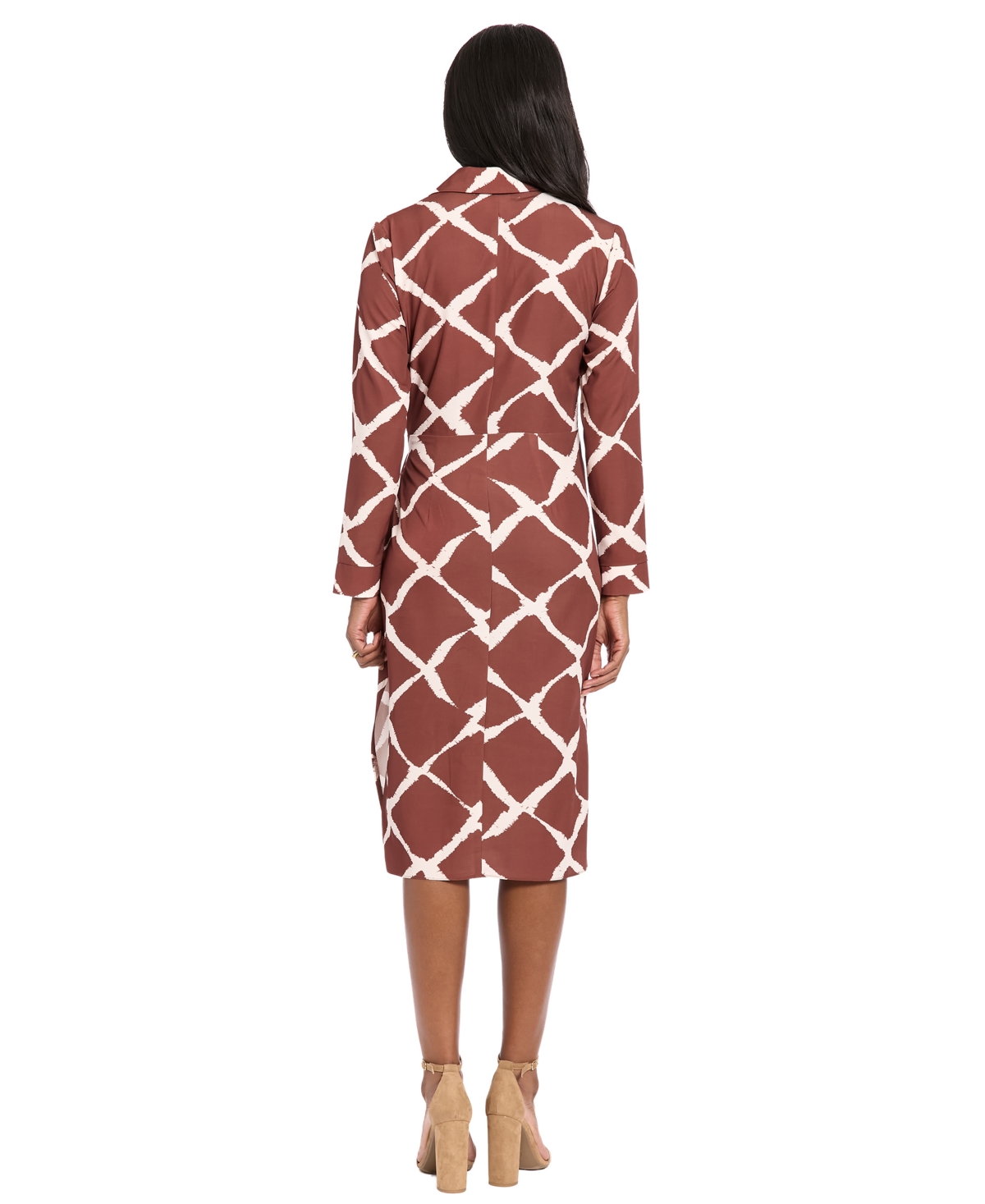 London Times Women's Collar Printed Side Tie Midi Dress In Multi