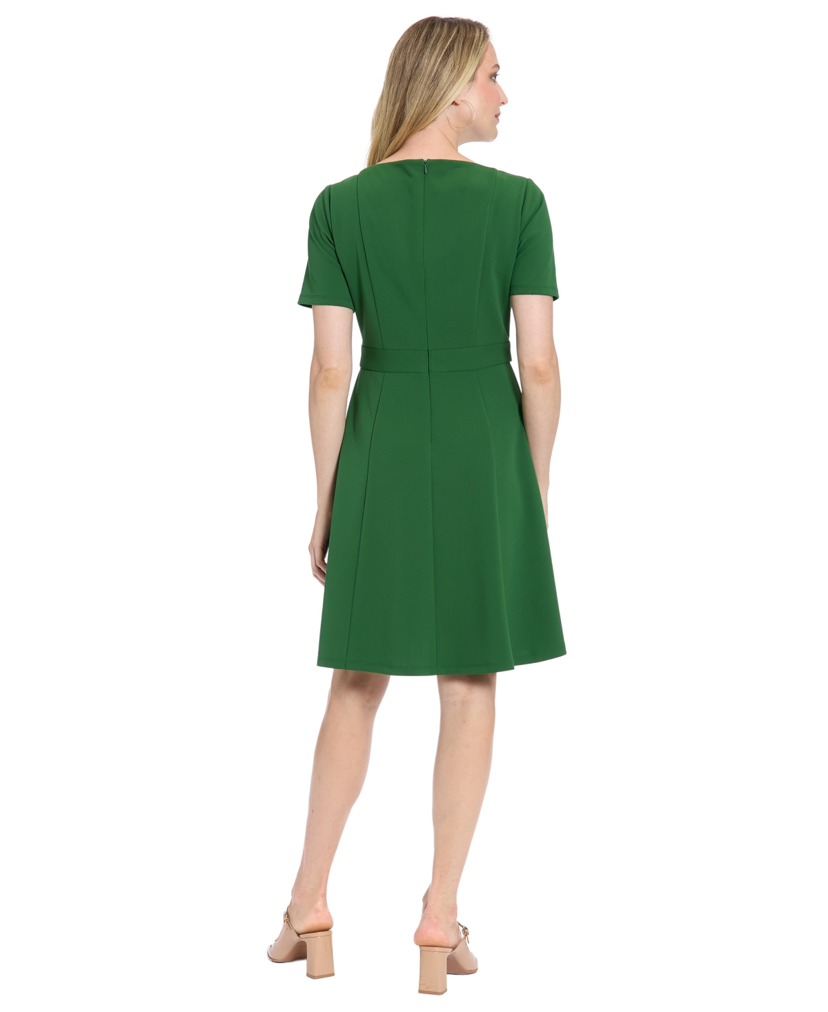 London Times Women's Asymmetrical Boat Neck Dress In Green