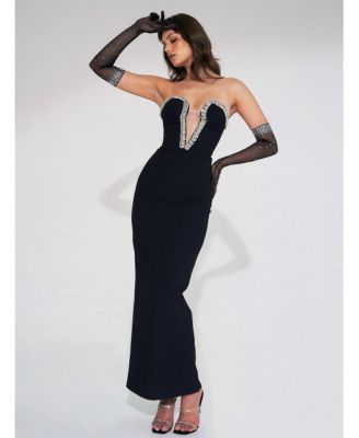 Women's Ivanna Black Crystal Embellished Maxi Dress