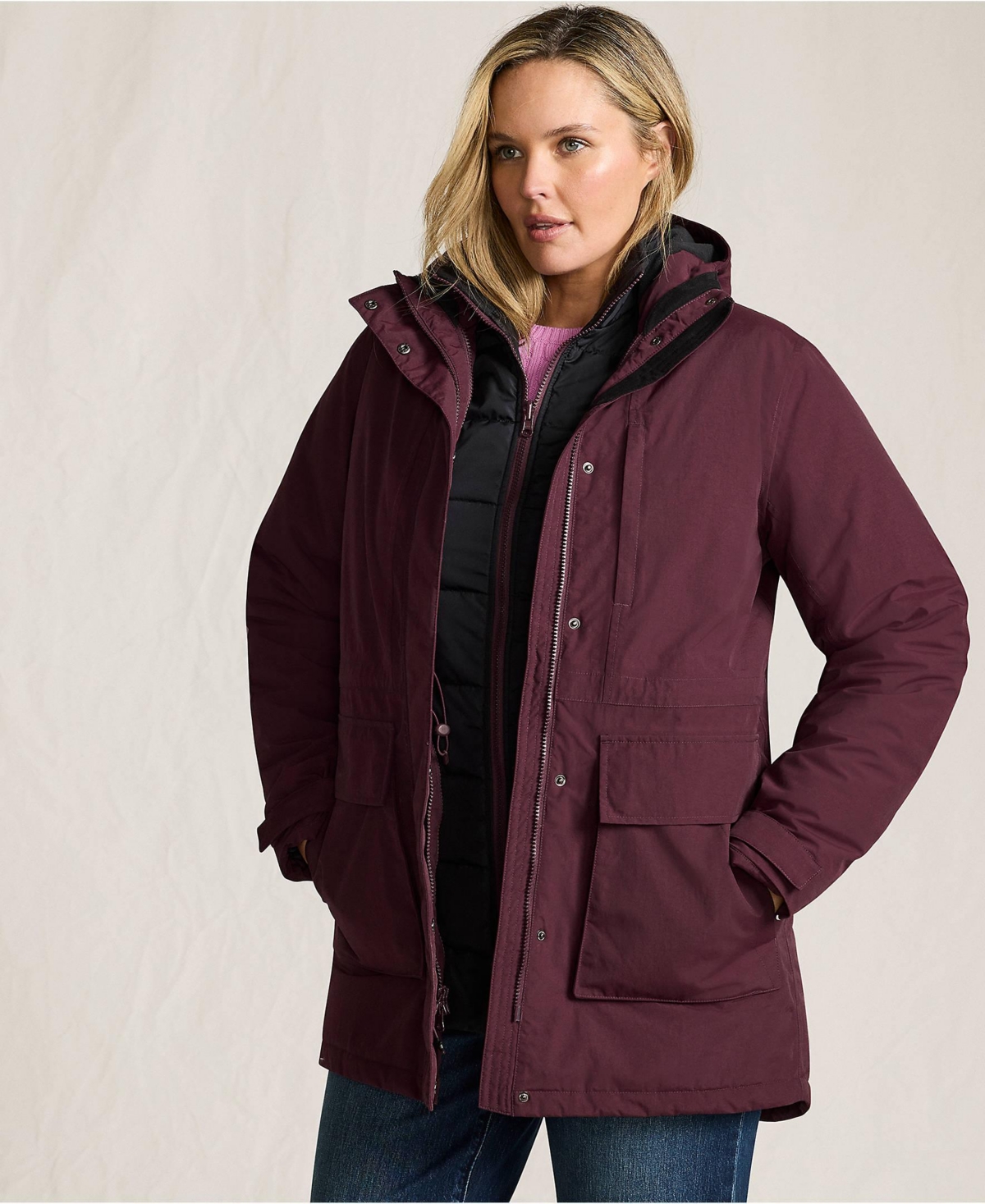 Lands' End Plus Size Squall Waterproof Insulated 3 in 1 Winter Parka