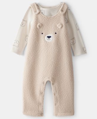 Carter's - Baby Boys 2-Piece Bear Long-Sleeve T-Shirt and Overall Set