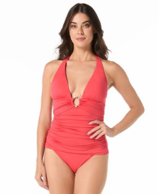 Carmen Marc Valvo - Women's Shirred Halter Tankini Top