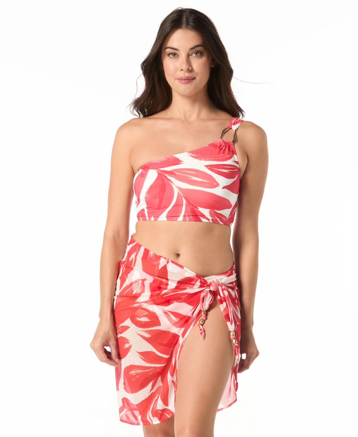 Carmen Marc Valvo Women's Printed One-shoulder Top In Pink