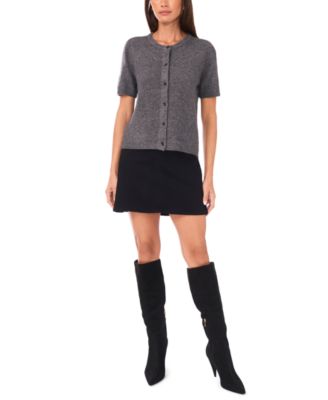 Women's Crewneck Cropped Cardigan Sweater