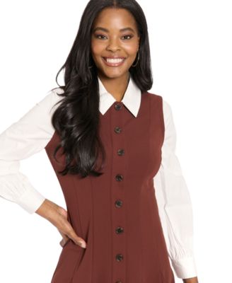 Women's Collared Pleated Mini Dress