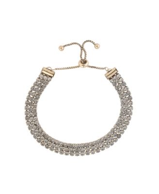 Adjustable Triple Row Crystal Bracelet in Gold