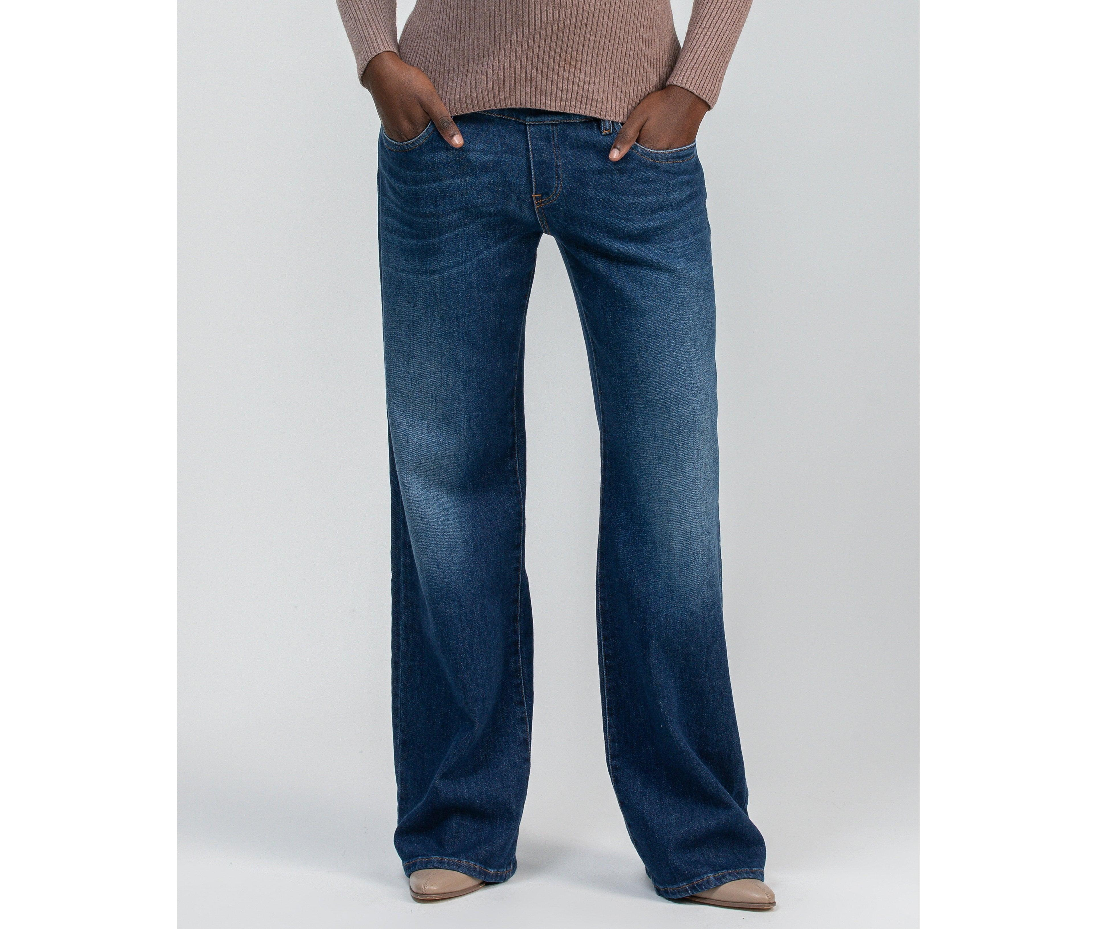 Pietro Brunelli Maternity Wide-Leg Dad Jeans w/ Stretchy High-Rise Belly Band
