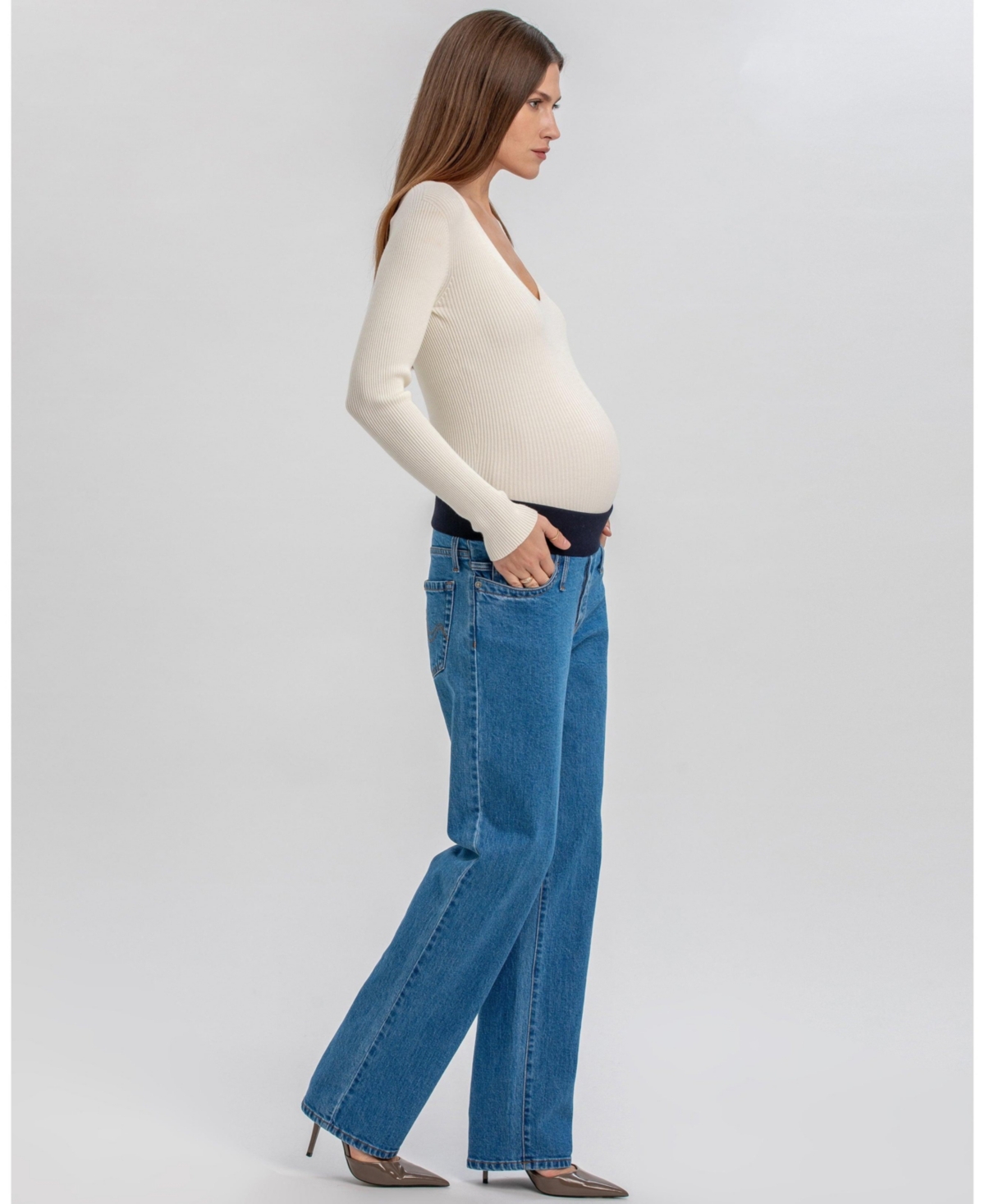 Pietro Brunelli Maternity Regular Straight Jeans Medium Wash