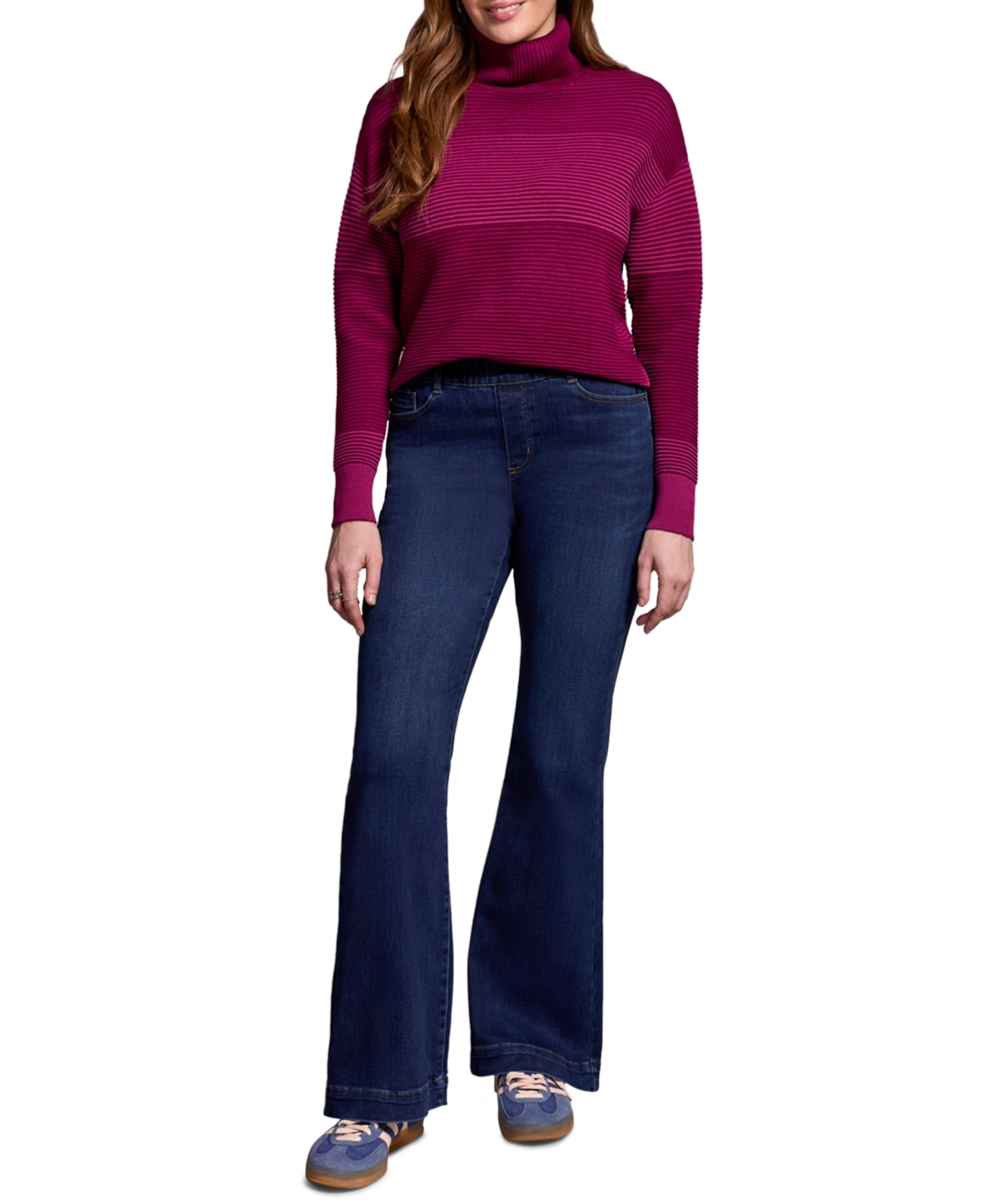 Tribal Women's Audrey Boundless Stretch Denim Pull-On Flare Jeans