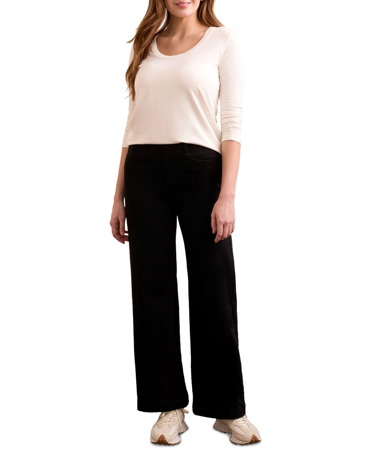 Женские джинсы TRIBAL Audrey Boundless Stretch Denim Pull-On Flare, цвет: Чёрный — фото 3