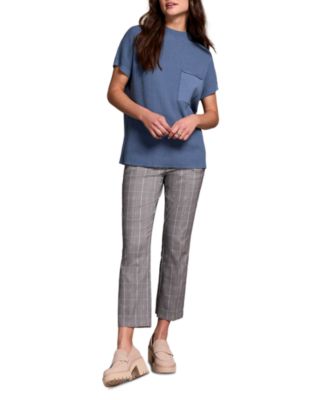 Women's Cotton Mock Neck Cap Short Sleeve Top