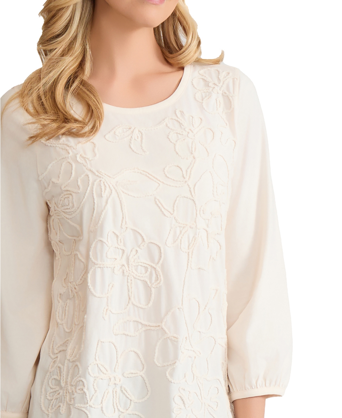 Jones New York Women's 3/4-Sleeve Soutache Top
