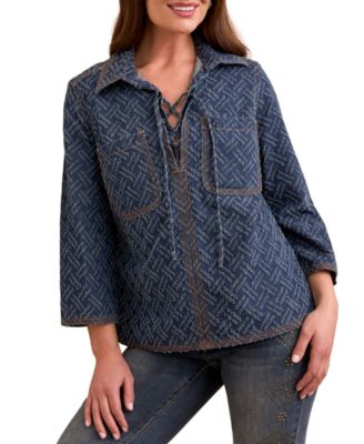 Women's Textured Lightweight Collared Top