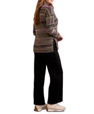 Women's Striped Mock Neck Long Sleeve Top