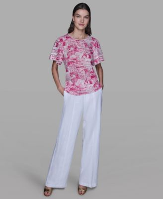 Women's Printed Trim Detail Top