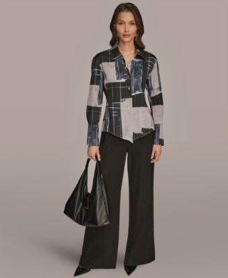 Petite Long-Sleeve Printed Blouse