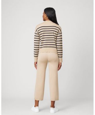 Women's Funnel Neck Stripe Sweater & Wide Leg Pant Set