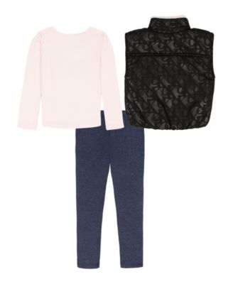 Girls' 4-6X High Neck Vest, T-Shirt and Pants, 3-Piece Set