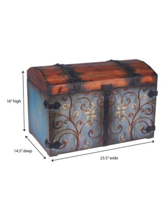 Vintage Decorative Trunk, Large, Chinese Fir with MDF Detail, Sandalwood and Vintage Blue